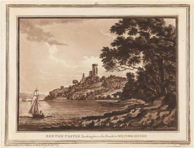Benton Castle, ser ned ad Reach til Milford Haven af Paul Sandby