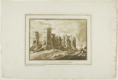 Carey Castle i Pembroke Shire fra tolv visninger i Aquatinta fra tegninger taget på stedet i South Wales af Paul Sandby