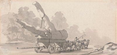 Vogn med en stor træstamme af Paul Sandby