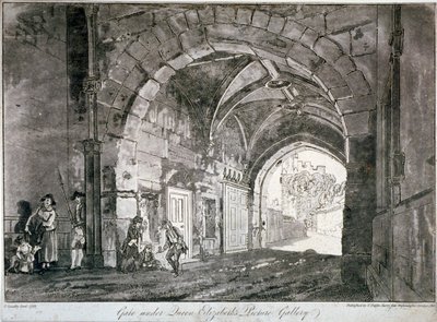 Port under dronning Elizabeths billedgalleri, Windsor Castle, Berkshire, 1812 af Paul Sandby