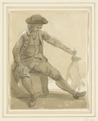 Dreng leger med en hund af Paul Sandby