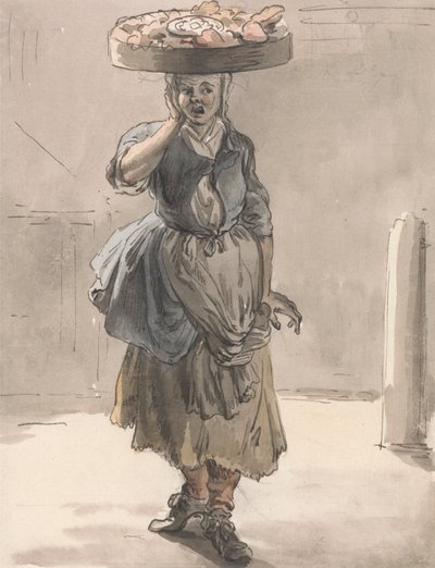 London Cries: A Girl with a Basket on Her Head ("Lights for the Cats, Liver for the Dogs") af Paul Sandby