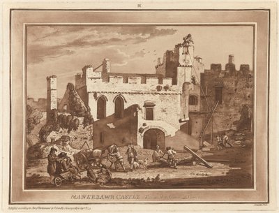 Manerbawr Slot fra den indre gård af Paul Sandby