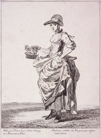 Nosegay og memobogsælger, Cries of London, 1760 af Paul Sandby