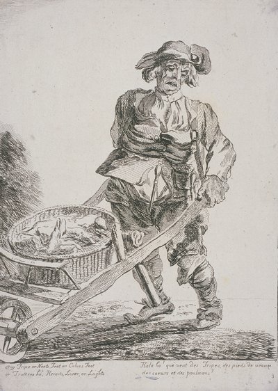 Sælger af slagteaffald, Cries of London, 1760 af Paul Sandby