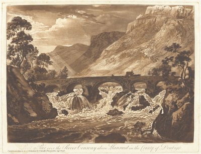Pont-y-Pair over floden Conway over Llanrwst i grevskabet Denbigh af Paul Sandby