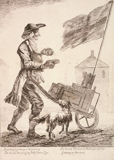 Buddingsælger, Cries of London, 1760 af Paul Sandby