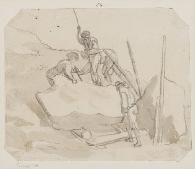 Quarrymen (blyant, pensel & grå vask på papir) af Paul Sandby