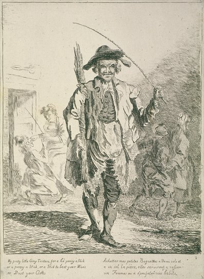 Stoksælger, Cries of London, 1760 af Paul Sandby