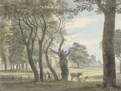 The Gunpowder Magazine, Hyde Park, ca. 1790 (akvarel, pen og blæk og farveblyant over grafit på papir) af Paul Sandby