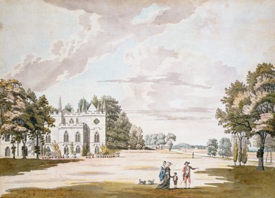 The South Front of Strawberry Hill, 1700-tallet (wc, pen og blæk på papir) af Paul Sandby