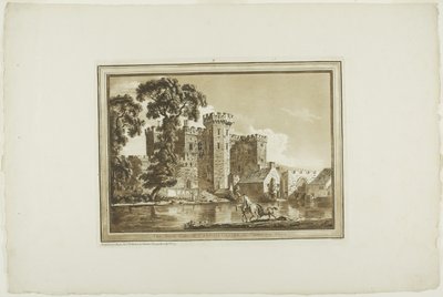 South Gate of Cardiff Castle i Glamorgan Shire, fra tolv udsigter i akvatinte fra tegninger taget på stedet i det sydlige Wales af Paul Sandby