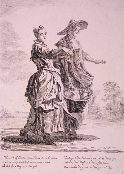To servicesælgere, Cries of London, 1760 af Paul Sandby