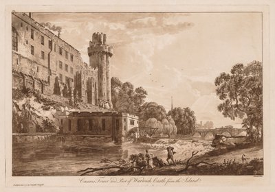 Udsigt over Warwick Castle: Caesars ejer og en del af Warwick Castle fra øen af Paul Sandby