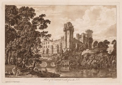 Udsigt over Warwick Castle: En del af Warwick Castle fra sydøst af Paul Sandby