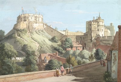 Windsor Castle: Det Runde Tårn, Den Kongelige Gård og Djævlens Tårn set fra Den Sorte Stav af Paul Sandby