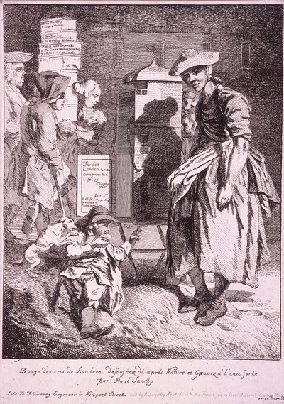 Kvinde med et sjældent show, Cries of London, 1760 af Paul Sandby