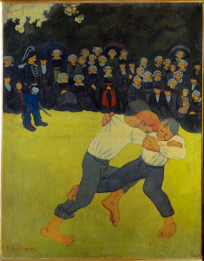 La lutte Bretonne (maleri på lærred) af Paul Serusier