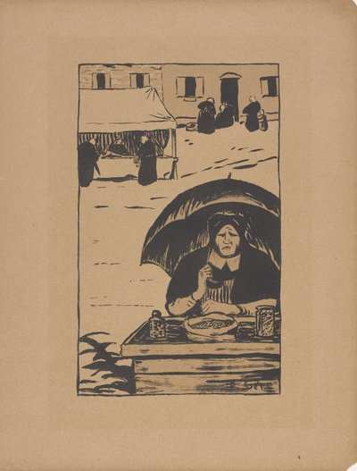 The Street Vendor 1895 (farve litho) af Paul Sérusier