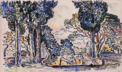 Cypresser i Sainte-Anne Saint Tropez af Paul Signac