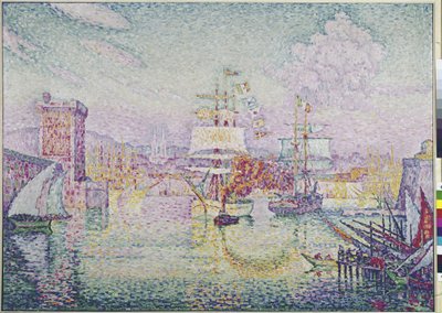 Adgang til havnen i Marseille (olie på lærred af Paul Signac