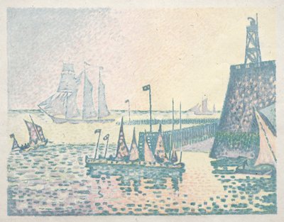 Aften, Anløbsbroen ved Vlissingen, 1898. af Paul Signac