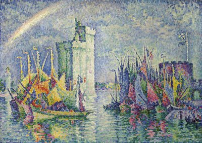 Regnbue ved havnen i La Rochelle; Rainbow, La Rochelle, Havnen, 1912 af Paul Signac