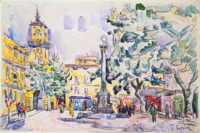 Pladsen på Hotel de Ville i Aix-en-Provence, begyndelsen af det 20. århundrede af Paul Signac