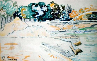 Seinen i Paris (akvarel på papir) af Paul Signac
