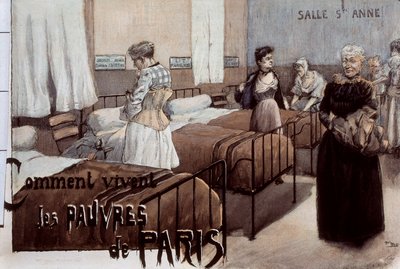 De fattige i Paris, begyndelsen af det 20. århundrede (tegning) af Paul Thiriat