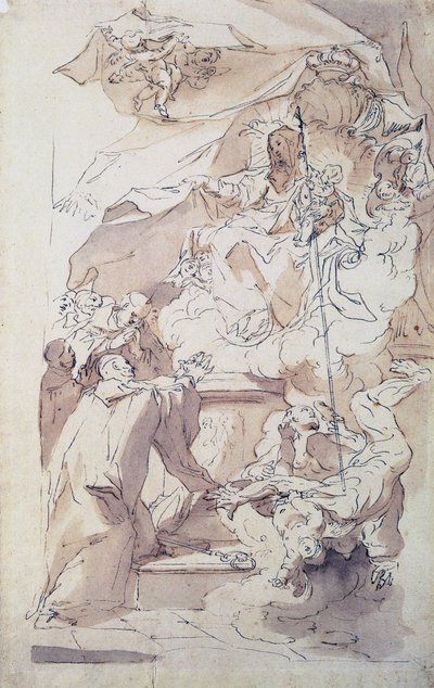 Jomfruen og Jesusbarnet med Sankt Bernhard, 1700-tallet. af Paul Troger