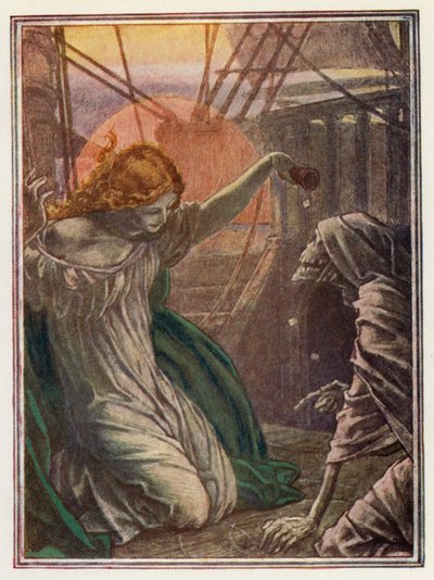 Illustration til Coleridges The Ancient Mariner (farvelitografi) af Paul Vincent Woodroffe