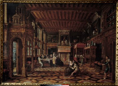 flamsk interiør. Maleri af Paulus Vredeman De Vries (1567-1630) af Paul Vredeman de Vries