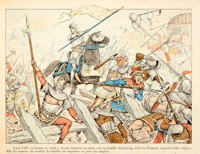 Illustration taget fra bogen "" Joan of Arc "" af Theodore Cahu og illustreret af Paul De Semant (1855-1915): Den 4. maj af Paul de Semant