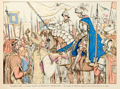 Illustration taget fra bogen "" Joan of Arc "" af Theodore Cahu og illustreret af Paul De Semant (1855-1915): Den 15. juli af Paul de Semant