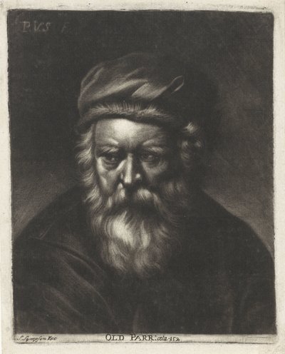 Portret af Thomas Parr Old Parr: aeta 152 (titel på objekt) af Paul van Somer (II)
