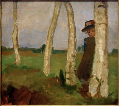Pige i hat mellem birkestammer af Paula Modersohn Becker