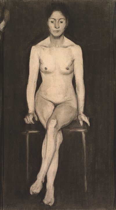 Siddende nøgen selvportræt af kvinder, ca. 1899. af Paula Modersohn Becker