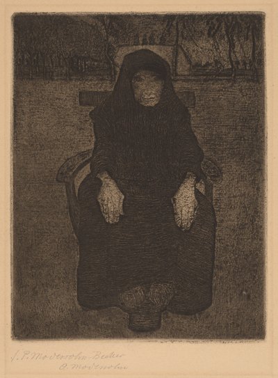 Siddende gammel kvinde af Paula Modersohn Becker