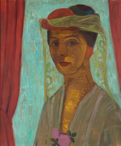 Selvportræt med hat og slør. 1906-07 af Paula Modersohn Becker