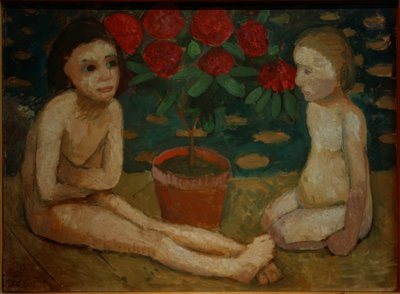 To siddende børnemapper af Paula Modersohn Becker