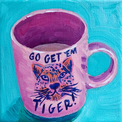 Pink Tiger Mug af Pauline Wegman | Key and Sea Creative