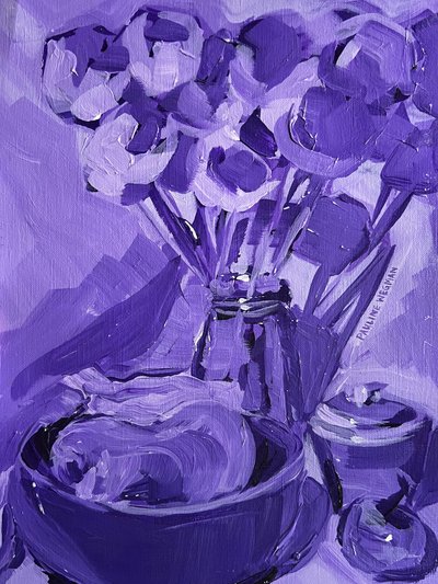 Lilla blomsterstilleben af Pauline Wegman | Key and Sea Creative