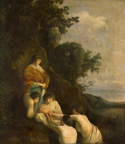 Faraos datter opdager Moses i sivkurven, ca. 1635-1638 (olie på lærred) af Paulus Bor