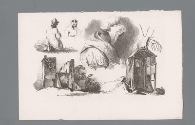 Tre figurer og to ruiner Principper for landskaber (serietitel) Principles de paysages (serietitel) af Paulus Lauters