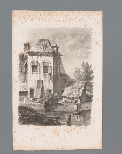Udsigt over et hus ved vandet Principper for landskaber (serietitel) Principles de paysages (serietitel) af Paulus Lauters