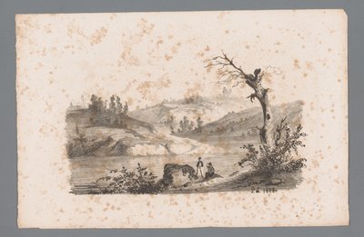 Bakket landskab med flod Principper for landskaber (serietitel) Principles de paysages (serietitel) af Paulus Lauters