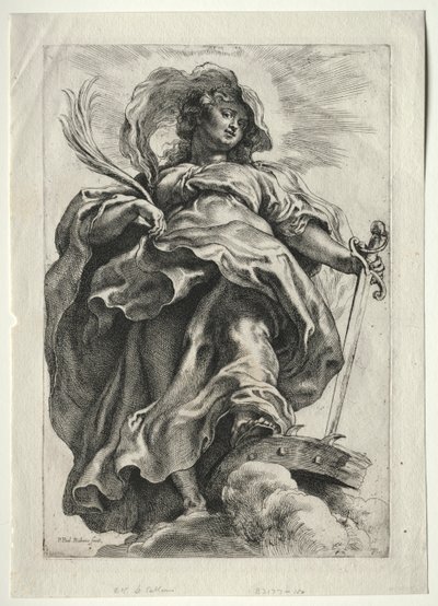 St. Catherine i skyerne af Paulus Moreelse