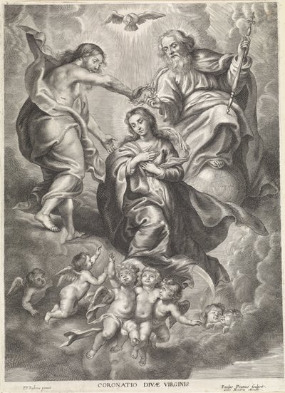 Kroning van Maria Kroning af den guddommelige jomfru (titel på objekt) af Paulus Pontius
