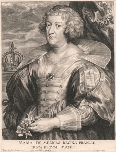 Marie de Medicis, dronning af Frankrig, mor til de tre konger af Paulus Pontius
